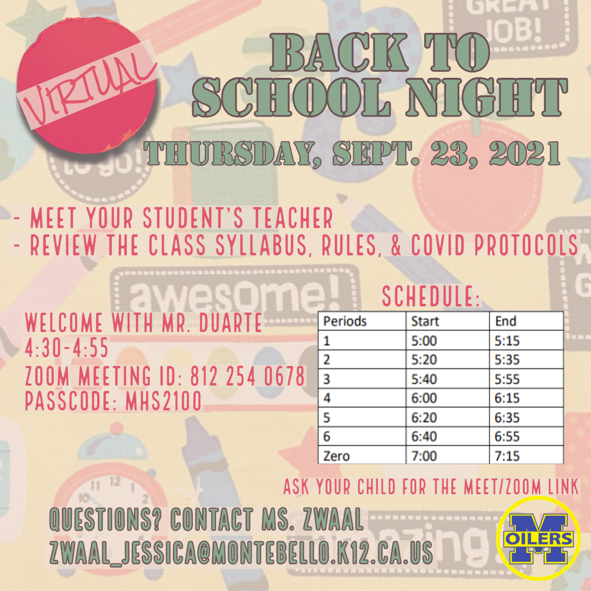 back to school night infographic